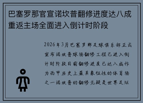 巴塞罗那官宣诺坎普翻修进度达八成重返主场全面进入倒计时阶段